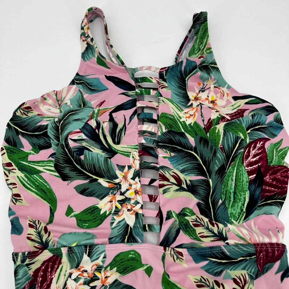 Miraclesuit Womens Tropical Floral High Neck One Piece Swimsuit L/XL? Beach Pool